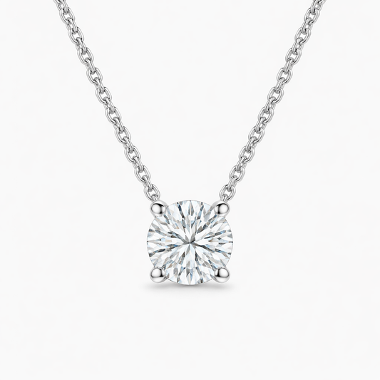 Round Brilliant Diamond Solitaire Pendant Necklace