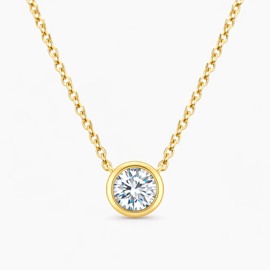 Round Brilliant Diamond Bezel Pendant Necklace