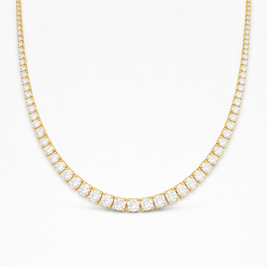 3 Prong Graduated Round Brilliant Tennis Necklace