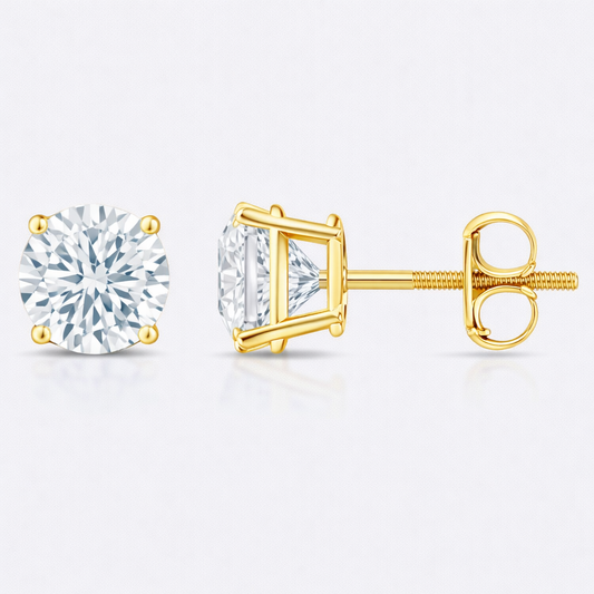 4-Prong Basket screw back Round Brilliant Studs