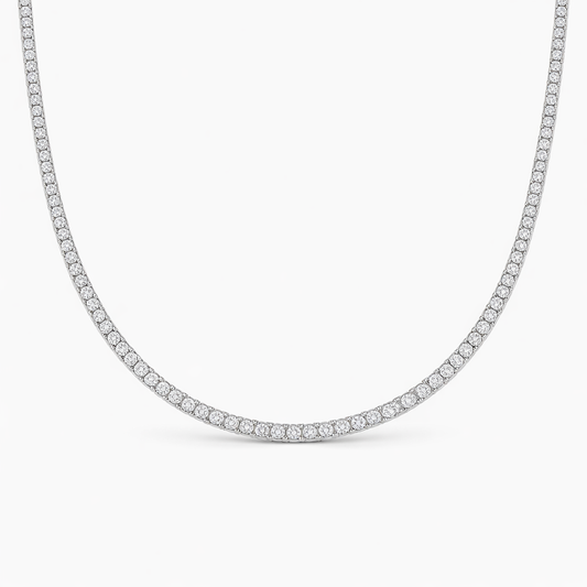 Straight 4-Prong Round Brilliant Tennis Necklace