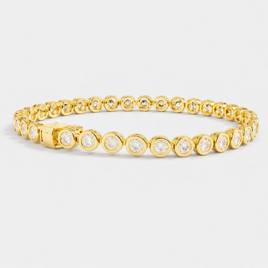 Round Brilliant 14KY Bezel Tennis Bracelet